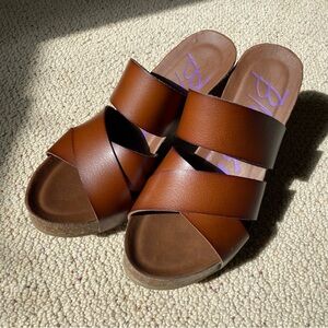 Blowfish Malibu Hiro Whiskey Brown Wedge Sandals Cork Wedge Heels Women's Size 6